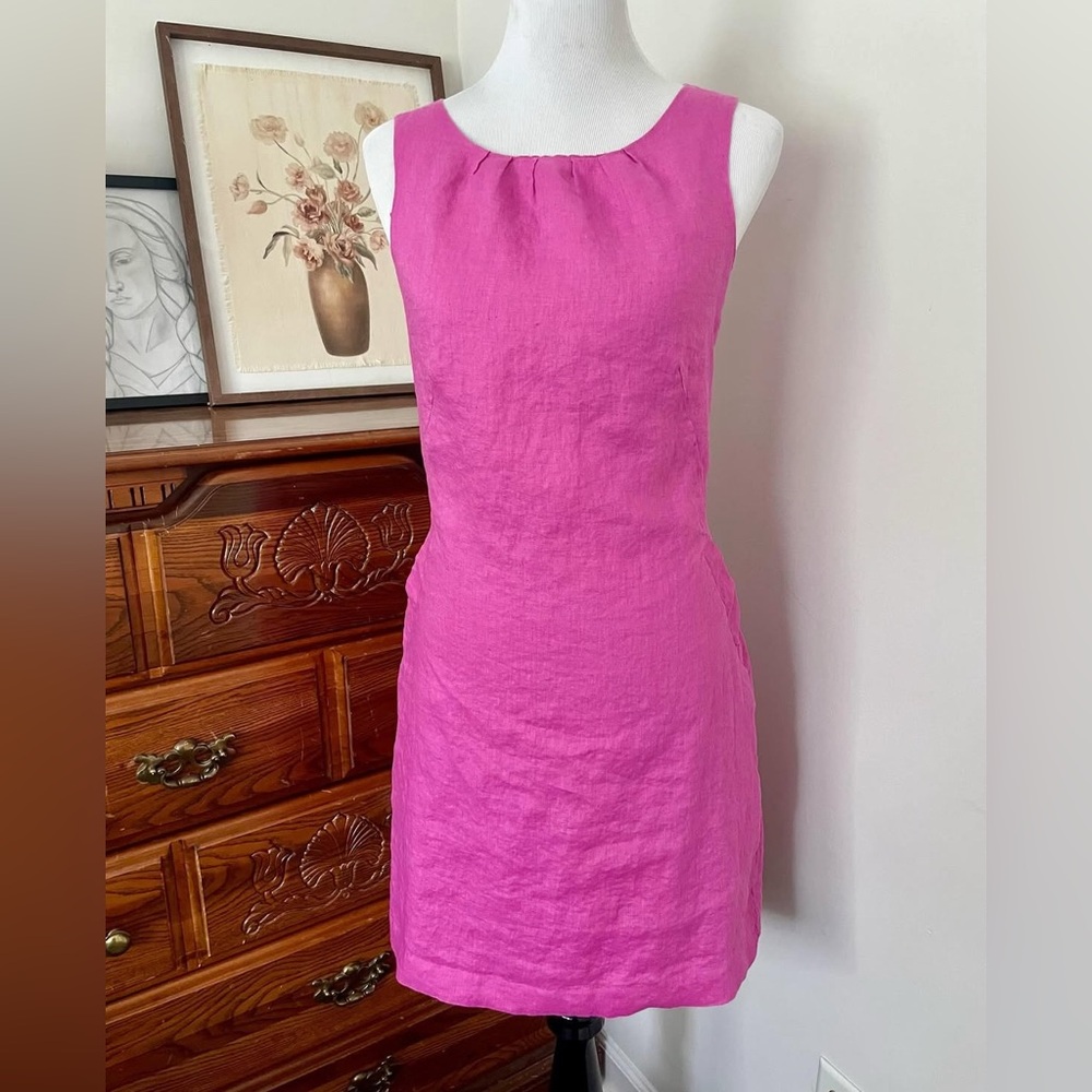 Linen Pink Sleeveless Dress